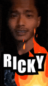 a picture of a man with the name ricky above him