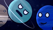 a cartoon illustration of the planets of the solar system with faces .