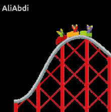 pixel art of a roller coaster with the name aliabdi on the bottom