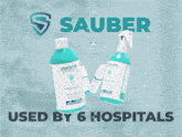 bottles of sauber are splashing in a blue background