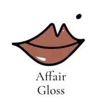 a logo for affair gloss with a drawing of a woman 's mouth
