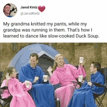 knitted my pants slow cooked duck soup absurd jokes