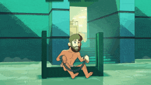 a cartoon drawing of a man chained to a post