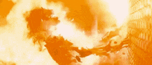 a person is being burned alive in a fire while flying through the air .