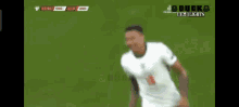 a soccer game is being played between england and and with a score of 1-0