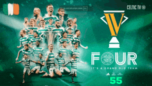 a poster for celtic tv shows a group of players
