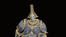a statue of a man with a mask on his head