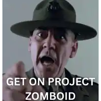 a man in a military uniform is pointing with the words get on project zombodid below him