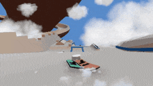 a computer generated image of a skateboarder riding a ramp