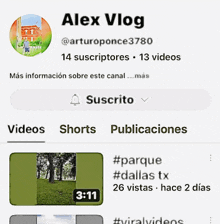 a screenshot of alex vlog 's youtube channel showing a few videos