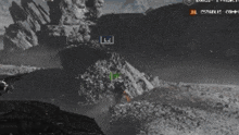 a black and white photo of a video game with the number 12 in the corner