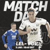 a poster for a soccer match between lei - fue and fbs