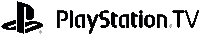 the logo for playstation tv is black and white