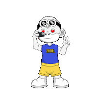 a cartoon character is wearing a shirt that says zhout