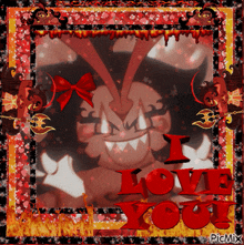 a picture of a devil with the words " i love you " on it