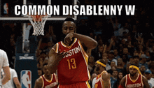 a basketball player with the number 13 on his jersey is celebrating
