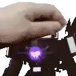 a pixelated image of a person holding a purple object