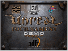 a sign that says ' unreal tournament demo sponsored by 3dfx ' on it