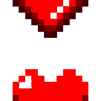a pixel art hourglass with a red heart coming out of it on a white background .