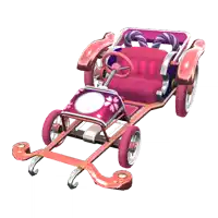 a pink car with a purple steering wheel