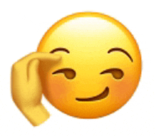 a yellow smiley face with a hand on it 's forehead .
