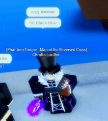 a video game character named phantom troupe - man of the reversed cross chrollo lucifer