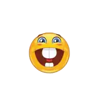 a cartoon smiley face with a big smile and missing teeth