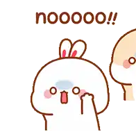 a cartoon of a rabbit with the word noooo on the bottom