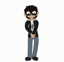 a cartoon character with a beard and a cross on his shirt