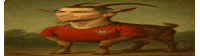 a painting of a goat with horns surrounded by flames