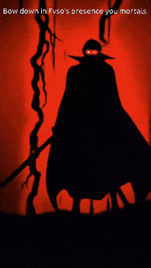 a red background with the words bow down in fvso 's presence you mortals below it