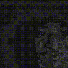a pixelated image of a green light coming out of the dark