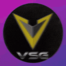 a black circle with a yellow triangle and the word vsg