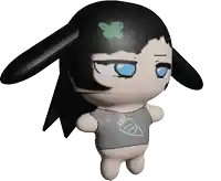 a 3d model of a girl with black hair and a butterfly on her head