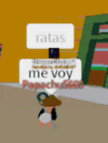a person in a video game is holding a sign that says rata me voy