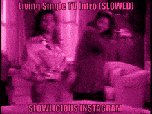 two women are dancing in a living single tv intro