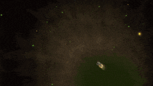 a glowing green circle in the dark with a sword in the foreground