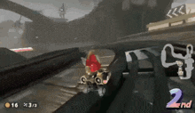 a video game is being played and the number 2 is on the screen