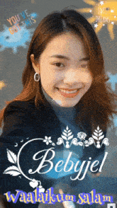 a picture of a smiling woman with the name bebyjel on it