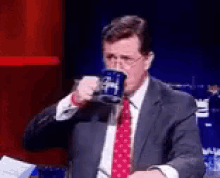 Stephen Colbert Spit GIF - Stephen Colbert Spit Take GIFs