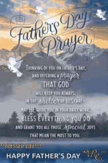 a father 's day greeting card with a prayer