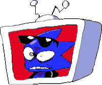 a pixel art of sonic the hedgehog wearing sunglasses