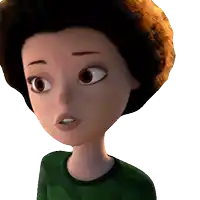 a close up of a cartoon character 's face