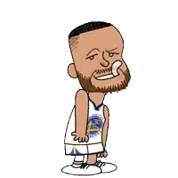 a cartoon of a golden state warriors basketball player with his tongue out .