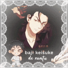 a picture of a man with the name baju keisuke de matu written on it
