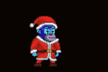 a pixel art illustration of a gorilla dressed as santa claus