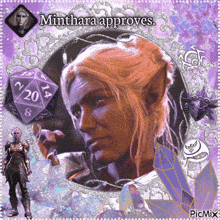 a picture of a woman with the words minthara approves at the top