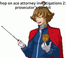 a pixel art of a man in a suit holding a stick