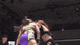two women are wrestling in a ring and one has the word ss on her arm