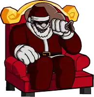 a cartoon drawing of santa claus sitting in a chair